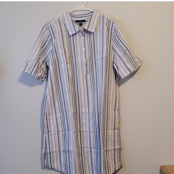 NWT Karen Scott Seersucker Shirtdress Women Size XL - Picture 1 of 5